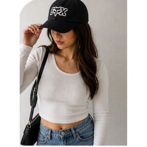 Fox Racing Hat Black Embroidered Logo Dad Cap Baseball Adjustable Motocross Hat